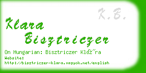 klara bisztriczer business card